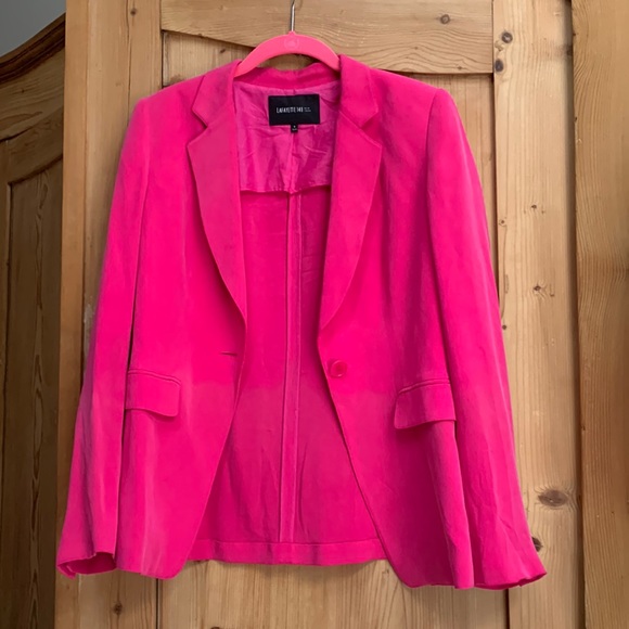 Lafayette 148 Hot 💕 Pink Barbie Silk Soft Long Sleeve One Button Jacket Blazer - Picture 4 of 16